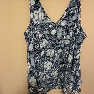 Lane Bryant Navy Floral Tank Top